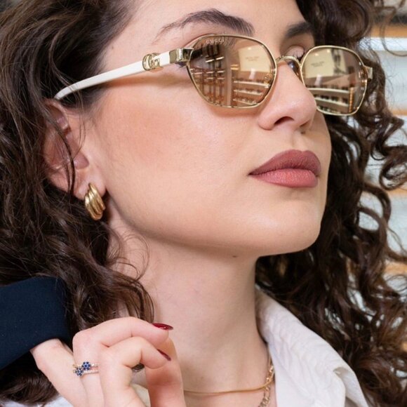 Gucci GG1593S 002 Oval Sunglasses - Endura Gold/Nude with Inner Flash - Picture 3 of 11